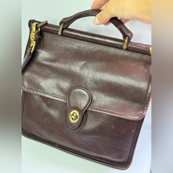 Vintage Coach Mahogany Brown Leather Willis Turnlock Shoulder Crossbody Bag 9927 - Picture 7 of 16